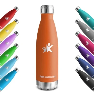 Imagen de KollyKolla Botella Termica Niños, 500ml, Termo con Pared Doble Aislamiento, de Agua Acero Inoxidable, Sin BPA, Cantimplora Reutilizable, para Adultos, Deporte, Oficina, Escuela