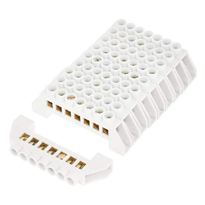 Imagen de Bloques de terminales, 10pcs Conectores bloque terminales latón tornillo cable distribución eléctrica diseño puente 7 agujeros
