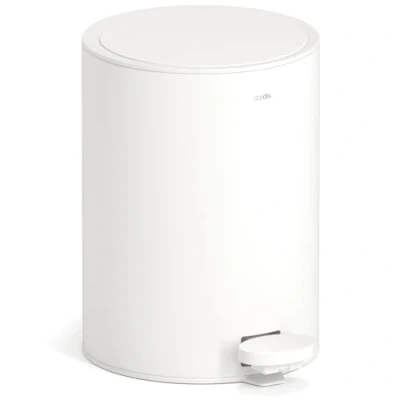 Imagen de stardis Cubo de basura con pedal (3 L, acero inoxidable, cierre suave, silencioso), color blanco