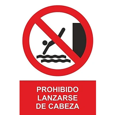 Imagen de Becral® Señal PROHIBIDO LANZARSE DE CABEZA PVC 0,7mm 210X300mm prohibición (ref.RD40068)