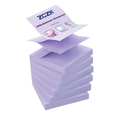 Imagen de ZCZN Z Notes 6 blocs de notas autoadhesivas 76 x mm, 80 hojas por bloc, 480 hojas, color morado claro