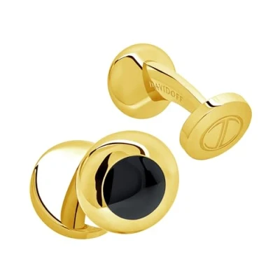 Imagen de DAVIDOFF ESSENTIALS Cufflinks Mini gemelos de oro redondos para hombre camisas fabricados en latón bañado accesorios bodas y eventos