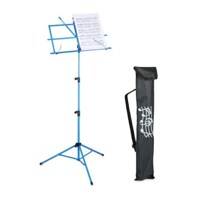 Imagen de Relaxdays Atril de Música, Soporte Partituras, Plegable, 140x53x49 cm, Extensible, Metal, Guitarra, Violín, Canto, Azul, Hierro