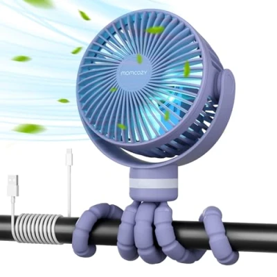 Imagen de momcozy 8000mAh Ventilador Portátil para Cochecito, Batería de Duración 27H, 360Rotación,4 Velocidade, Luz Noche, Silla Paseo Recargable USB,Viajes, Dormitorio