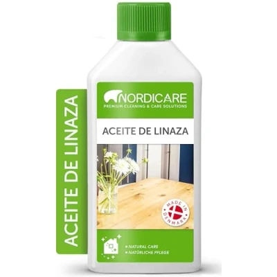 Imagen de Nordicare aceite de linaza [500ml] para la protección madera I Barniz el interior cocido muebles, madera, lino
