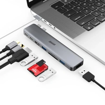Imagen de USB C Hub para MacBook Pro Air BHHB 8 en 2 Adaptador con Thunderbolt HDMI 4K 100W PD 3*USB y Puerto SD/TF, M1 M2 M3 2024 2023 2022