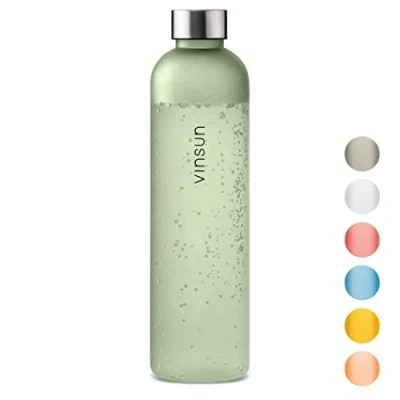 Imagen de VINSUN Botella Agua 1 Litro sin BPA, Tritan, Reutilizable, Antigoteo Cantimplora Deporte Ligera para Gimnasio, Colegio, Bicicleta, Oficina, Senderismo