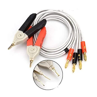 Imagen de Chiloskit Cables de prueba medidor LCR con clip plomo, terminales sonda Kelvin 4 conectores banana (enchufe banana)