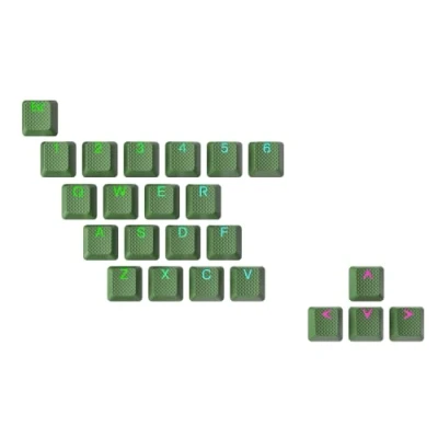 Imagen de Ranked Teclas de Goma Doble Shot Translúcido Perfil OEM para Teclados Mecánicos Juegos (Verde Oscuro, 23 Teclas)