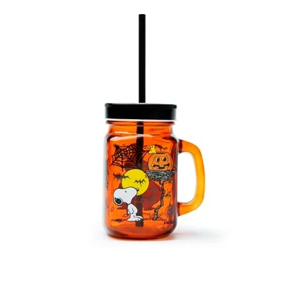 Imagen de Excelsa Peanuts Taza de Halloween con pajita, cristal, capacidad 500 ml.