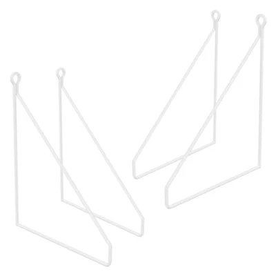 Imagen de ML Design Set de 4X Soporte Estante 200 x 250 mm Blanco Metal Estilo Industrial en Escuadra, Triángulo para Estantería Pared Apto Balda, Repisa Flotante o Proyectos DIY Bricolaje