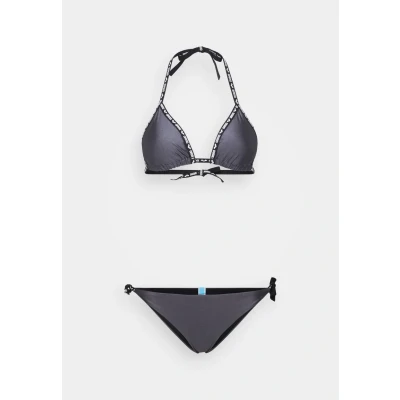 Imagen de Arena Solid Bikini Mujer Triangular, Traje de Baño en Tejido Elástico Reciclado Secado Rápido, Bañador para Playa y Piscina con Copas Extraíbles, Top Braguitas Lazos