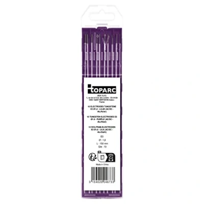 Imagen de GYS 10 electrodos de tungsteno Diámetro 1,6 mm lila para AC/DC Acero/acero inoxidable/Aluminio, 1 pieza, 046733