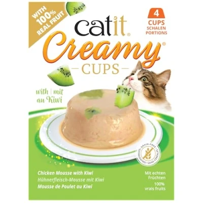 Imagen de Golosina para Gatos Catit Creamy Cups, Pollo con Kiwi, 4x25g