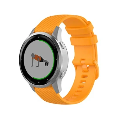 Imagen de Wownadu Correa Quick Release 18mm Compatible para Garmin Vivoactive 4S/ Vivomove 3S/ Venu 2S, Correas Amarillo Recambio Sport Silicona Pulsera Forerunner 255S/ 255S Music/ 265S