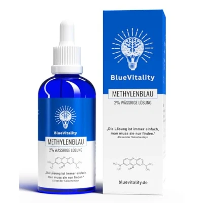 Imagen de BlueVitality 2% doble concentración 100ml de solución azul metileno al calidad farmacéutica 100% puro USP Made in Germany probado por laboratorios independientes pipeta incluida