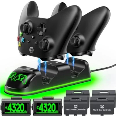 Imagen de OIVO Cargador Mando para Xbox One/Series X/S, 2x3360mWh (2x1400mAh) Baterías Recargables Mando, de Series X/S/One, Negro