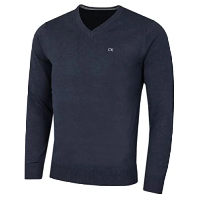 Imagen de Calvin Klein Hombre con Cuello en v algodón suéter Armada Marl XL