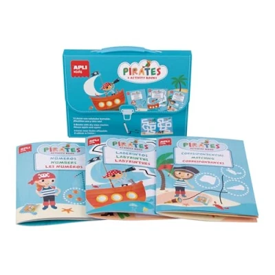 Imagen de APLI Kids Piratas Maletín con 3 Libros de Actividades, Color Azul (18247)