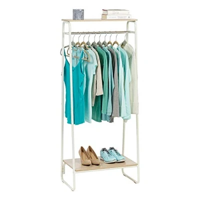 Imagen de Iris Ohyama Perchero metálico, con 2 Estantes, Blanco, Diseño Moderno, Marco Resistente, Antideslizante, para Dormitorio, Estudio, Armario, Ropa y zapatos, Secado, Montaje fácil, PI B2