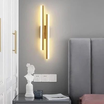 Imagen de Comely Aplique Pared Interior LED, 3 Colores Lámpara de Moderna 16W, Oro Apliques Luz para Sala Estar Dormitorio Escaleras Pasillo, 3000K/4000K/6500K