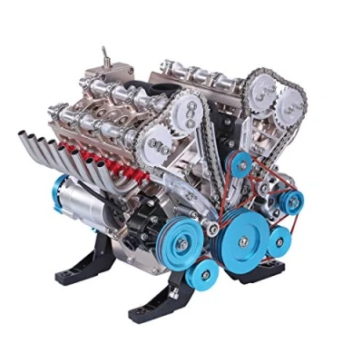 Imagen de HOPBLOCK V8 Kit de construcción motor, 1:3 Engine Model Kit, 8 cilindros Metal Auto motor combustión para entusiastas la tecnología DIY Experimento adultos