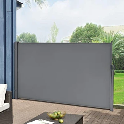 Imagen de Toldo Lateral 180 x 300 cm Exterior contra Viento, Sol y visión Extensible Marquesina Protectora Gris Medio