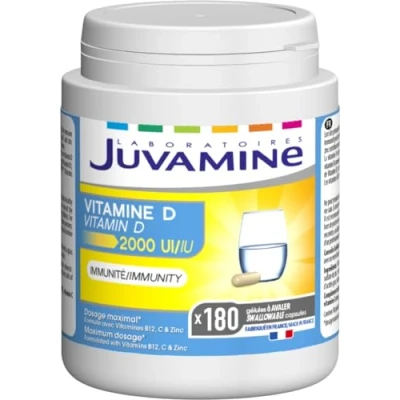 Imagen de JUVAMINE Vitamina D 2000UI con Vitaminas C, B12, D3 y Zinc 180 Cápsulas Formato Maxi Refuerzo del Sistema Inmunitario Nervioso Reduce el Cansancio Energía Bienestar Diario Inmunidad