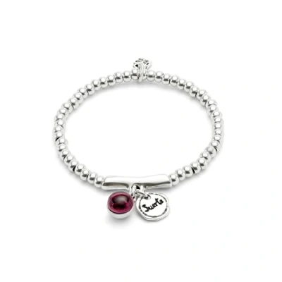 Imagen de UNOde50 Pulsera Bañadas En Plata De Ley Y Cristal Murano Morado Palabra Suerte