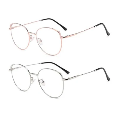 Imagen de Gafas de Filtro Luz Azul Anti Computadora Ojo Gato Marco Metal Pc Gaming Bloqueo Rayos UV Mujer Rosa Dorado + Plateado