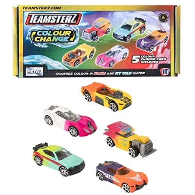 Imagen de HTI Teamsterz Street Machines Juego de Coches Que cambian Color 5 activados por Agua Juguetes Ideales para el y baño Adecuado Mayores 3 años