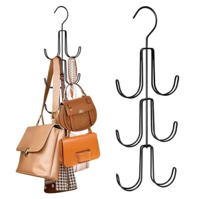 Imagen de Greyoe Corbatero, Organizador Cinturones, Percha Colgando Bolsa Rack Multifuncional Cinturón Corbata Giratorio Sling Gancho para Corbatas, Bufandas, Chales ((Negro))