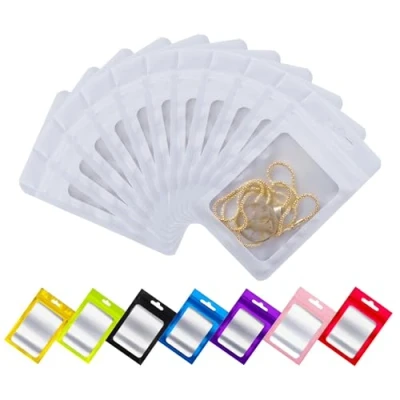 Imagen de Rimiko 150 Piezas de Bolsas Aluminio Resellables, Mylar Herméticas Planas para Alimentos, Pequeñas con Cierre Zip, Plásticas el Embalaje del Producto (Blanco, 7x10 cm)