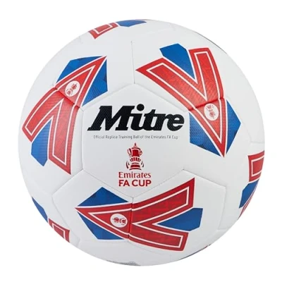 Imagen de Mitre balón de fútbol Entrenamiento la FA Cup, Alto Rendimiento, diseño extraduradero, Talla 3, Blanco/Azul/Rojo