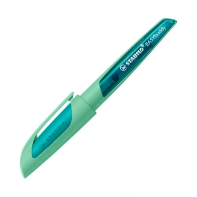 Imagen de STABILO EASYbuddy Pastel pluma estilográfica escolar con para zurdos, color verde menta, azul (borrable), incluye cartucho