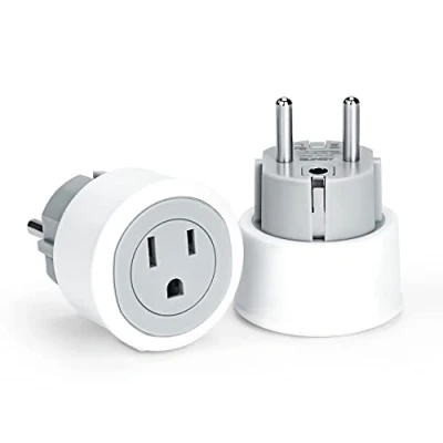Imagen de Adaptador Enchufe Americano a Español Europeo de Viaje USA España EEUU EU Blanco 2 Piezas