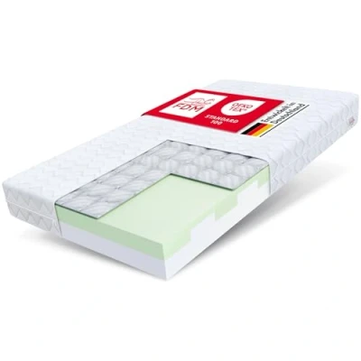 Imagen de Colchón Infantil de Espuma FDM Paulo, 60 x 120 cm, Grado firmeza H3, 9 Zonas, Altura 16 alforfón, Apto para alérgicos, Certificado Öko Tex, Poliuretano Blanca