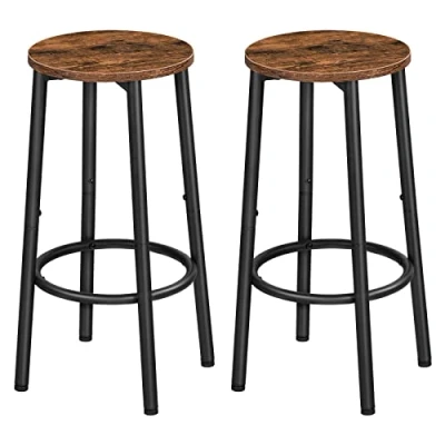 Imagen de HOOBRO Taburetes de Bar, Taburete Encimera Cocina con Reposapiés, Bar Estilo Industrial, Adecuado para Cocina, Restaurante, y Sala Fiestas, Marrón Vintage EBF03BY01