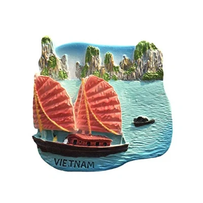 Imagen de Recuerdos de Viaje Resina imán refrigerador 3D Halong Bay Vietnam, decoración Hecha a Mano para el hogar y la Cocina Regalo colección Vietnam