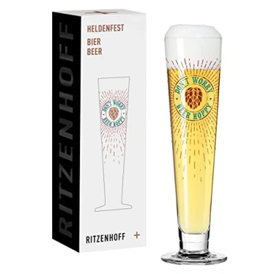 Imagen de Ritzenhoff 1011012 Vaso de cerveza 330 ml Serie Heldenfest, motivo nº 12 Don&#039;t worry, beer hoppy Made in Germany