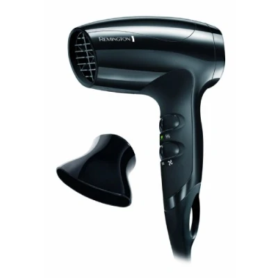 Imagen de Remington Secador de Pelo Pequeño Compact, Viaje, 1800 W, Concentrador, 3 Temperaturas, 2 Velocidades, Función Eco Ahorro Energía, Rejilla Trasera Desmontable, Gancho Para Colgar, D5000