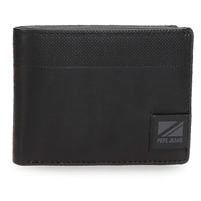 Imagen de Pepe Jeans Topper Cartera Horizontal con Monedero Negro 11x8x1 cms Piel