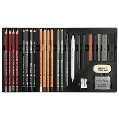 Imagen de CRETACOLOR Teacher&#039;s Choice, set de dibujo avanzado, para principiantes y profesionales, 27 piezas, artistas avanzados, incl. goma borrar sacapuntas
