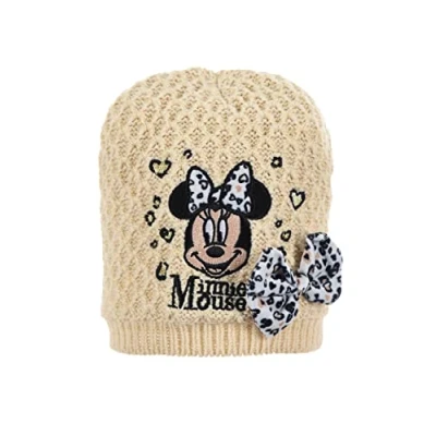 Imagen de Minnie Mouse Gorro de invierno para bebé con lazo, diseño Mouse, Blanco, 1 mes