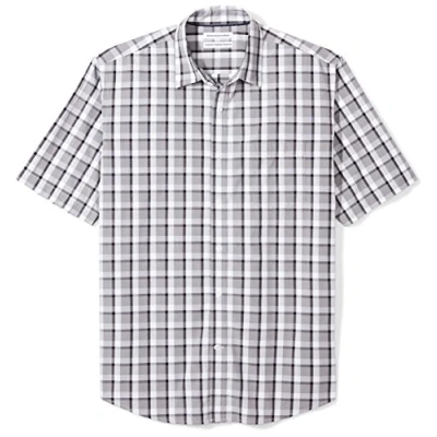 Imagen de Amazon Essentials Camisa de Popelín Manga Corta Ajuste Normal Hombre, Negro Gris Cuadros Escoceses, XXL