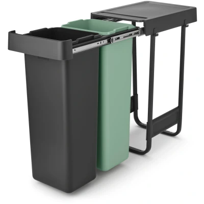 Imagen de Brabantia Sort y Go 2, Cubo de basura, 30 L, plástico, color gris verde