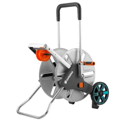 Imagen de Gardena AquaRoll L Easy Metal: Carro portamanguera grande, capacidad de hasta 100 m, muy estable, guía para manguera con bastidor metálico (18550 20)