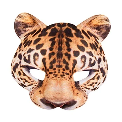 Imagen de Boland 56731 Media máscara leopardo, estampado realista, con banda elástica para carnaval o fiesta temática, accesorio disfraces de animales, fantasía