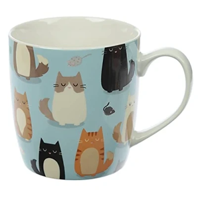 Imagen de Puckator Taza de Porcelana China, diseño Gato, Ceniza Hueso, Mixto, Height 9cm Width 12cm Depth 8.5cm