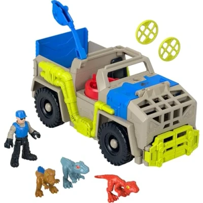 Imagen de Imaginext Jurassic World Camión transporta Dinosaurios Set de Juego con Coche, Figura y 3 Dinosaurios, Juguete +3 años (Mattel HRK69)